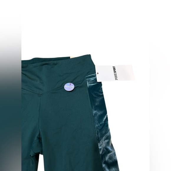 PINK Victoria's Secret Cozy Velvet Velour Fleece Lined Leggings Size M Green NWT - Picture 3 of 9